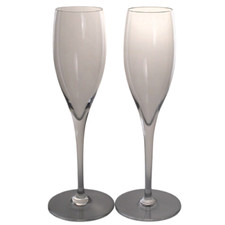 Baccarat St Remy Champagne Flutes Glasses Pair Tulip  21.5 cm
