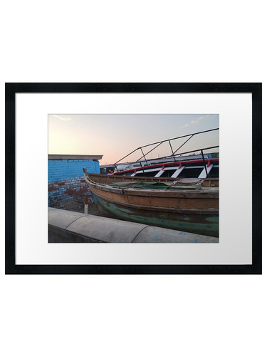 Ship aground framed wall art - ship,