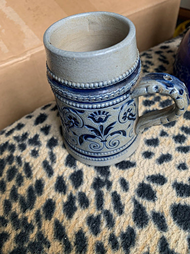 Unmarked grey blue - blue, ceramic