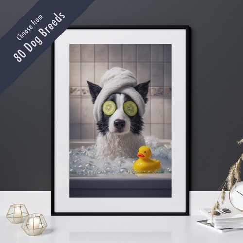 Funny dog bath print - bath,