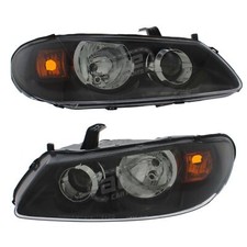 For Nissan Almera 2003-2006 Headlights Headlamps Black 1 Pair Drivers Passenger