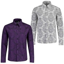 60s 70s PAISLEY BIG DAGGER SPEAR GANGSTER COLLAR SHIRT RETRO MOD Capo MC1111