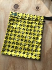 Cloth nappy wet bag with zip closure. Fun toxic waste print, Dinky Nappies Brand