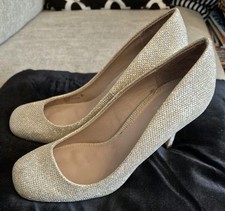 Next Gold Glitter Heels Size 5 Wide Fit Court Shoes Party Wedding Guest Xmas