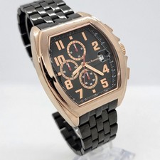 Mann Egerton 7007 Tonneau Chronograph mens quartz watch Date Stopwatch gold tone