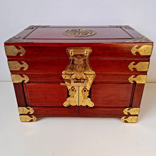Chinese hardwood and brass - chinese,