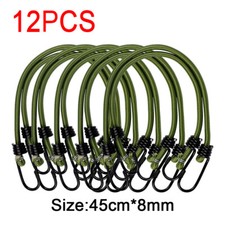 12 x Heavy Duty Bungee Cords Cables Straps Military Bungie Elastic Hooks Rope UK