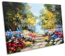 Floral Landscape Summer Repro Framed CANVAS PRINT Wall Art