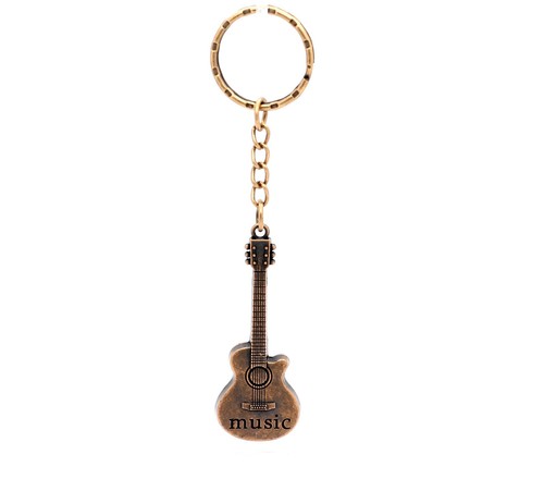 Acoustic guitar copper keyring - guitar,