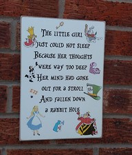 shabby vintage chic alice in wonderland nursery plaque sign