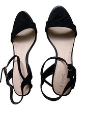 Next Ladies Sandals Heels Black Suedes Size UK 7 Eu 41