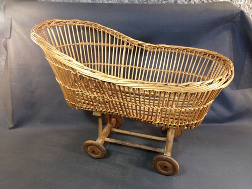 Vintage doll pram wicker - vintage,