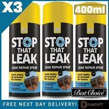 3 x BLACK LEAK REPAIR SPRAY 400ML WINDOW ROOF SEALER STOP THAT LEAK STOP SEALANT