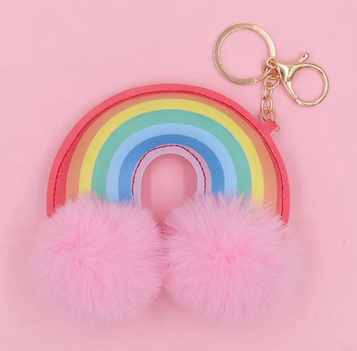Rainbow keychain leather - rainbow,