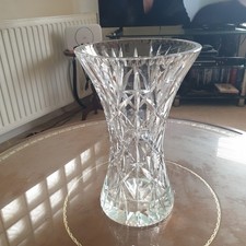 Large Crystal Cut Glass Vase, 25cms Tall, 16cms Diameter