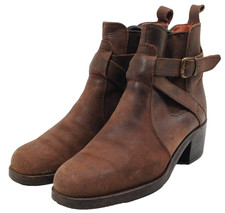 Russell & Bromley Ankle Boots Womens UK 7 EU 40 Brown Leather Pull On Buckle