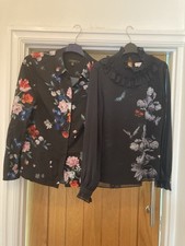 Ted Baker Set Of 2 Blouses Size 2 Uk 10 - Ruffle Ashliee Narrnia And Sandalwood
