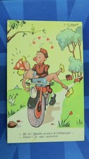 Vintage Comic Postcard 1940's Army Motorcycle Motorbike Boobs AVANCED IGNITION