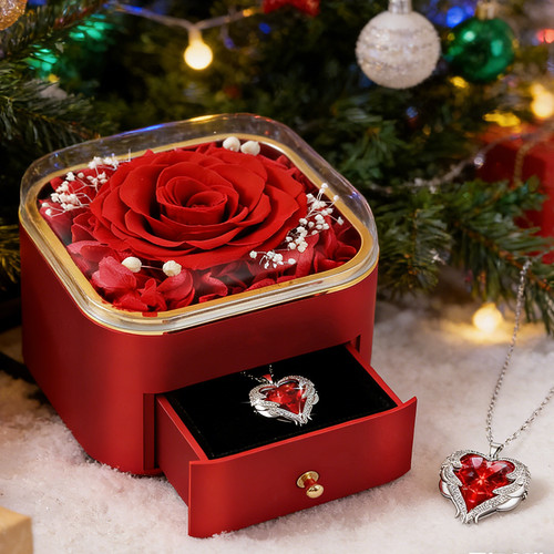 Forever rose necklace gift - &,