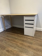 Ikea Wooden Desk Top X2 Legs And St Of White Drawers
