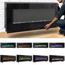 Media Freestand/Insert Wall Mounted Fireplace 12 Flames LED Lights Electric Fire