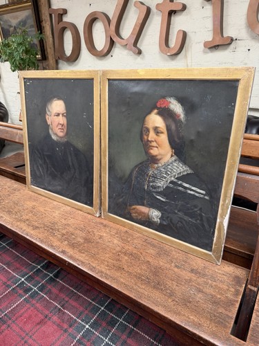 Pair antique victorian oil - antique,