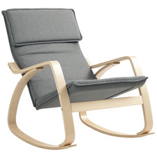 Rocking Chair Grey Linen High