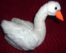 White Swan Soft Toy by Dowman Soft Touch (approx 21cm/ 8 inches tall)