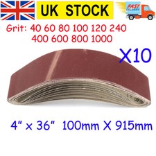 10*Replacement Sanding Belts 100mm X 915mm 914 Assorted Belt Sanders 40-1000Girt