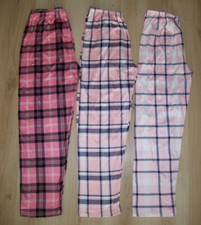 LADIES CHECK PYJAMA BOTTOMS X 3 ELASTICATED SIZE MEDIUM NEW