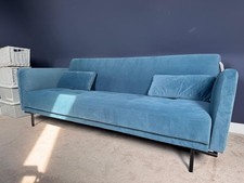 Made.com Harlow Sofa Bed Click Clack Steel Blue Velvet Excellent Condition 