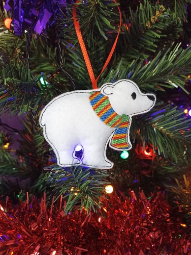 Embroidered felt polar bear - embroidered,