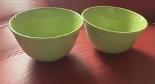 Two Beautiful Lime Green Ceramic Dishes/bowls. Height 7cm. Width 12.5cm Approx