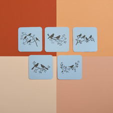 Set of 5, White Topped Wood