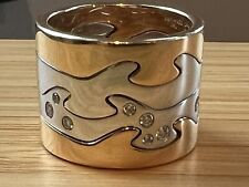 Georg Jensen Fusion 4 Ring Set 18ct Yellow & White Gold with Diamonds Size 56