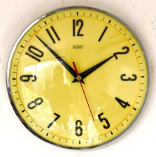 Vintage 21cm Metamec Wall Clock - Yellow Retro Mid Century 1960s Kitchen Clock
