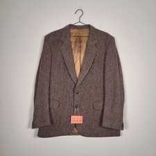 Magee Jacket Sport Coat 46 Brown Herringbone Tweed Donegal Pure New Wool Lined