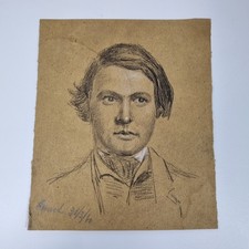Antique 19thC Pencil Drawing Portrait Of A Gentleman "Crouch 31/3/60"