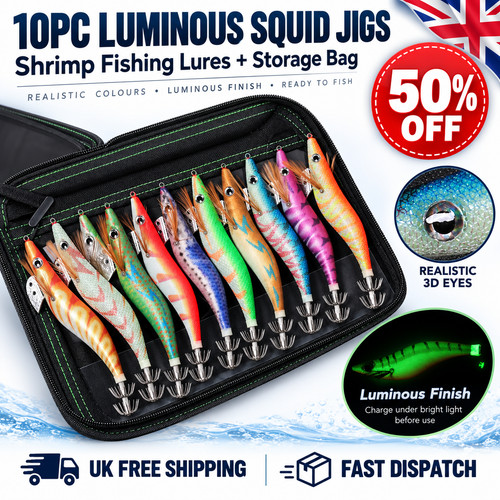 10pc luminous squid jig - squid, hook