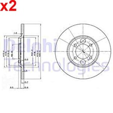 2X Delphi Brake Disc For