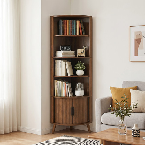 Tier tall corner bookshelf - 5-tier,
