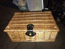 Wicker Hamper/Picnic Basket Handmade Storage EMPTY  Faux Leather Closure