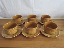 TAMS SOUPSET FOR SIX - BEIGE SAXON PATTERN - SOUP CUP / BOWL & SAUCERS - 1970s