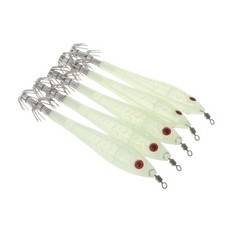 5Pcs Glow In Dark Luminous Squid Cuttlefish Fishing Lures Tackle Jig Bait Hooks