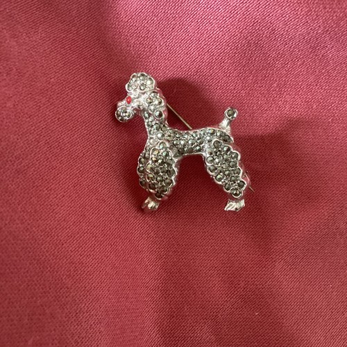 Poodle dog brooch silver - dog,