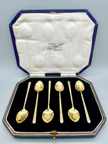 Cased set art deco silver - set, 6