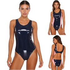 Women's Wet Look PU Swimsuit