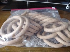 Qty 29 45mm ID Wooden Curtain Rings Beech Coloured B&Q
