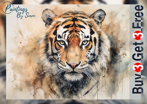 Tiger portrait watercolor - portrait,