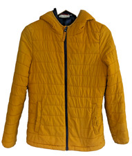 Peter Storm Ladies Mustard Yellow Puffer Jacket Uk 8 Hooded Quilted Full Zip